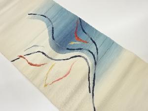 手織り紬抽象模様織出し名古屋帯